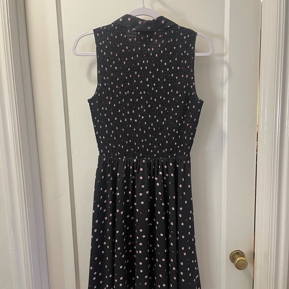 Kate Spade Floral Sleeveless Dress, Black with Pink tiny flowers | Size 2 - Picture 4 of 11